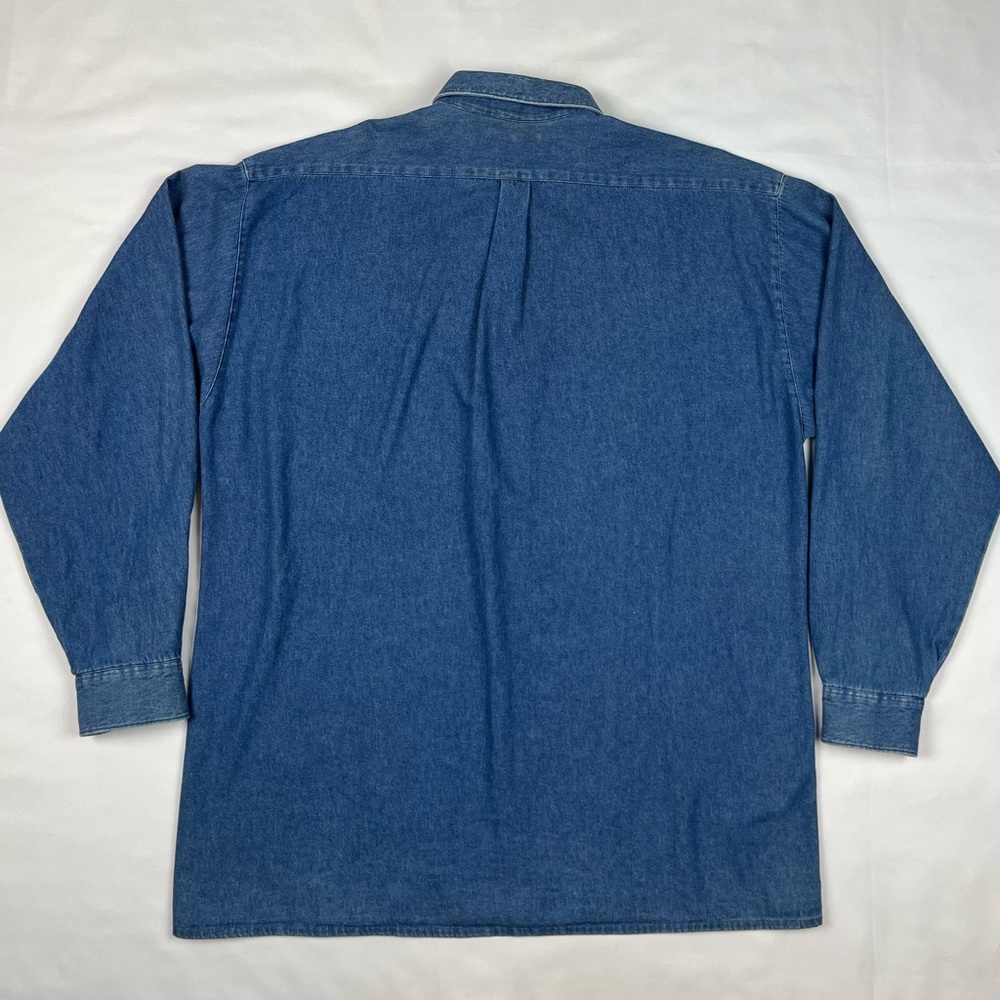 OS Trachten Mens German Oktoberfest Button Up Shirt Large Denim Long Sleeve B8 - Picture 3 of 7